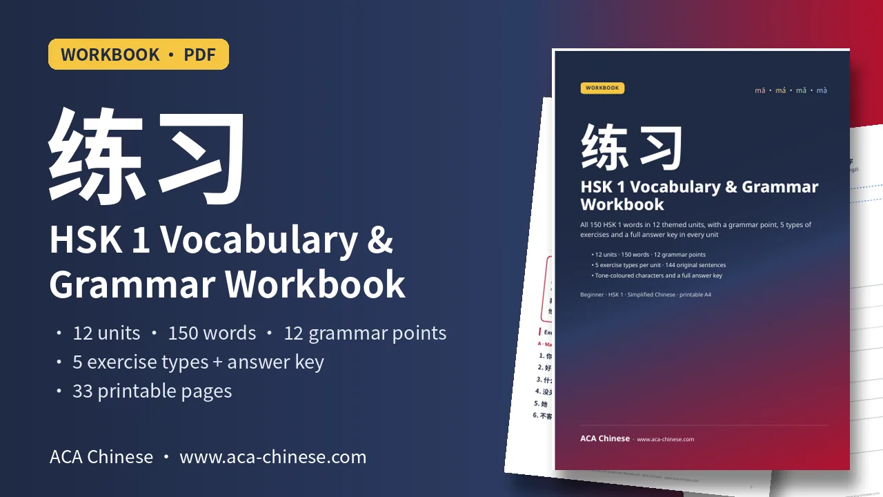 HSK 1 Vocabulary and Grammar Workbook cover